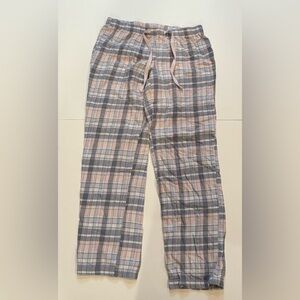 GAP Plaid Drawstring Track Pants in Gray and Pink